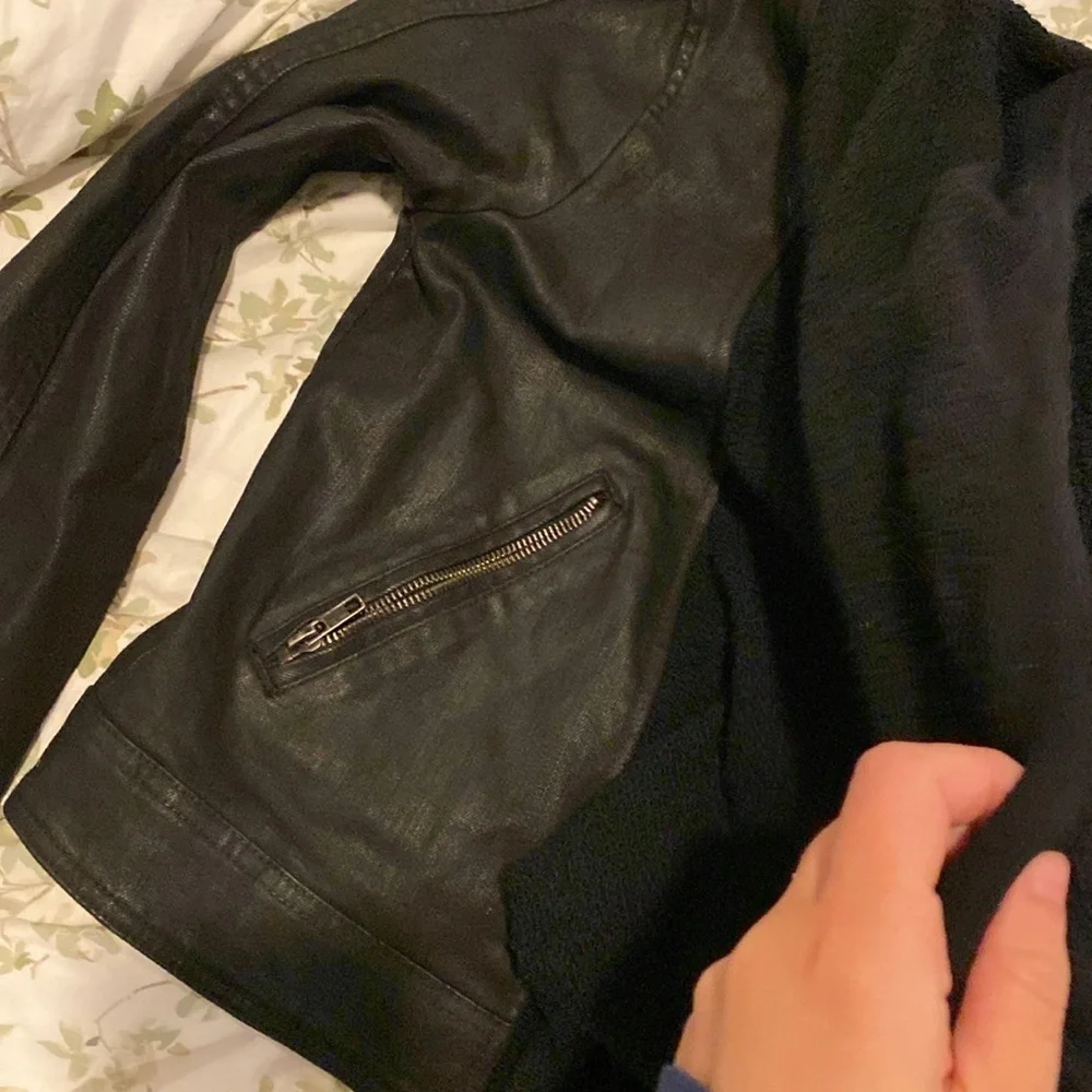 Free People Drape Front Coated Jacket Black 8